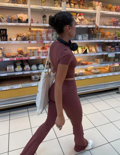 Bershka Technical Flared Pants In Brown