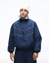 Bershka Technical Jacket In Blue