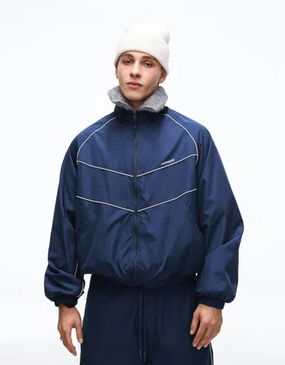 Bershka Technical Jacket In Blue