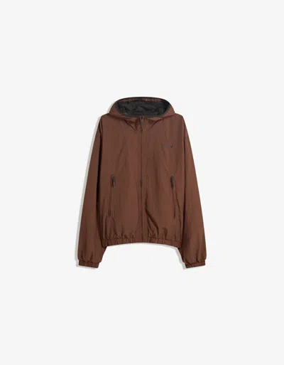 Bershka Technical Jacket With Hood In Brown