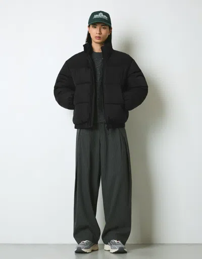 Bershka Technical Puffer Jacket In Black