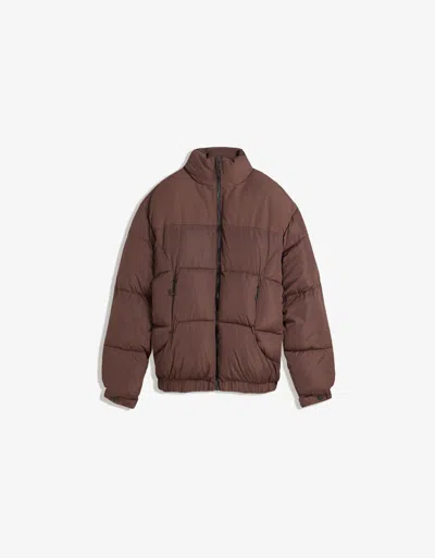 Bershka Technical Puffer Jacket In Brown