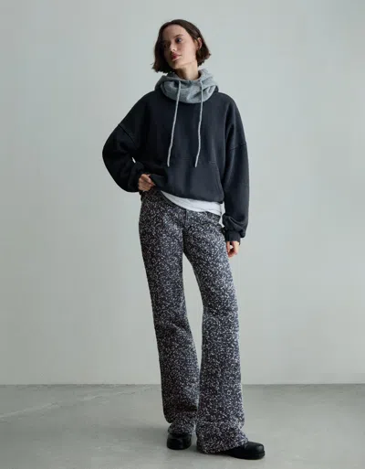 Bershka Textured Flared Baggy Jeans In Blue