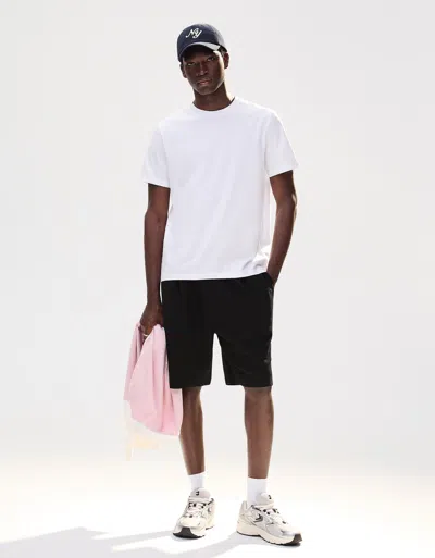 Bershka Textured Plush Bermuda Shorts In White