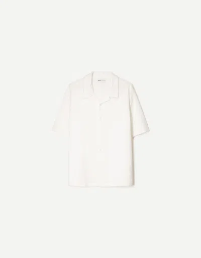 Bershka Textured Short Sleeve Shirt In White