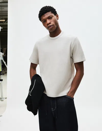 Bershka Textured Short Sleeve T-shirt In White