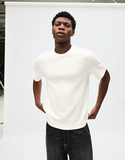 Bershka Textured Short Sleeve T-shirt In White