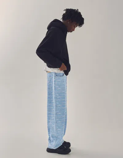 Bershka Textured Super Baggy Jeans In Blue