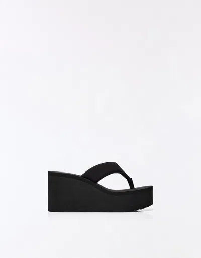 Bershka Thong Platform Heeled Sandal In Multi