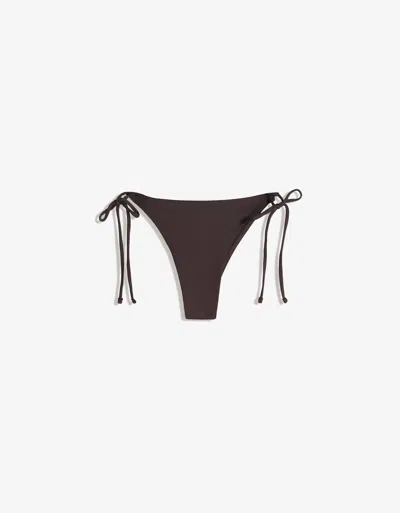 Bershka Tie-up Bikini Bottoms In Brown
