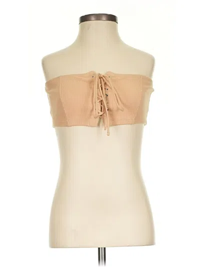 Bershka Tube Top Tan Strapless Neckline Tops In Neutral