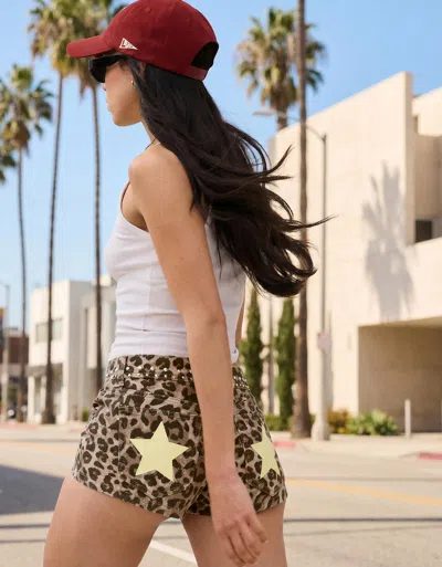 Bershka Twill Shorts With Studs In Brown