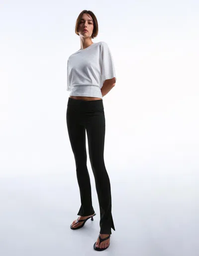 Bershka Ultra-compact Low-rise Trousers In Black