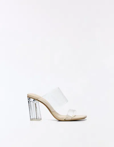 Bershka Vinyl Heel Sandal In White