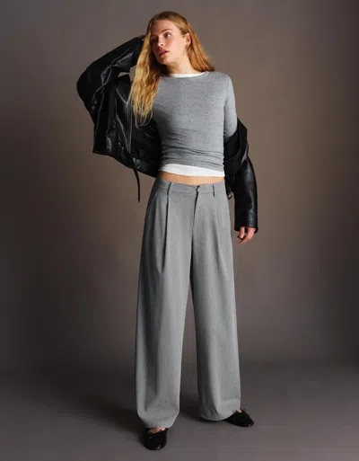 Bershka Voluminous Double-fabric Pants In Gray