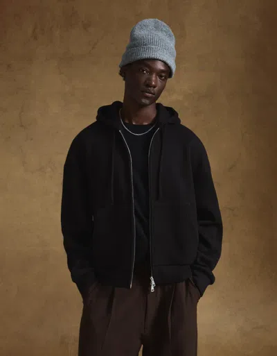 Bershka Waffle-knit Zip-up Sweatshirt In Black