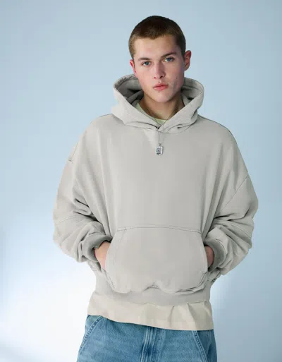 Bershka Washed Boxy Fit Hoodie In Gray