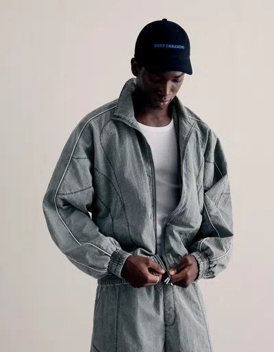 Bershka Washed Technical Jacket In Gray