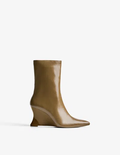 Bershka Wedge Ankle Boots In Brown