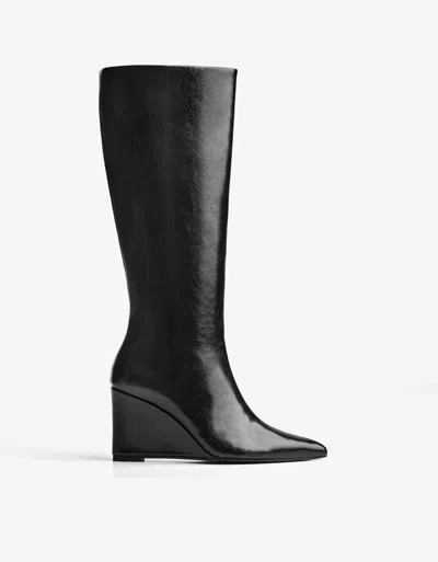 Bershka Wedge Boots In Black