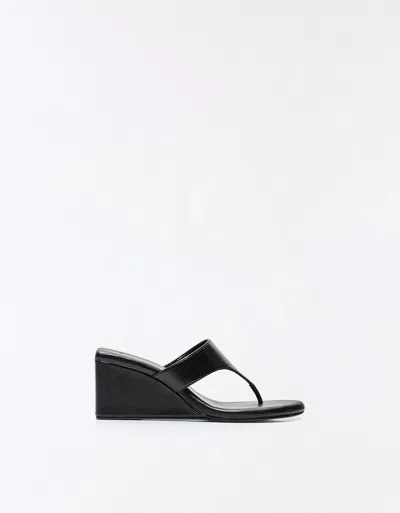Bershka Wedge Heel Sandal In Black