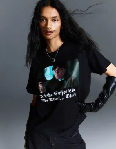 Bershka Wednesday Print Short Sleeve T-shirt In Animal Print