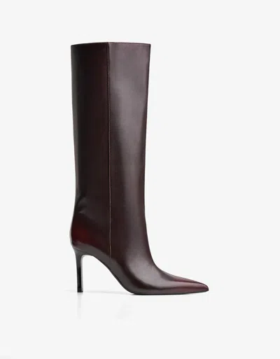 Bershka Wide-calf High-heel Boots In Brown