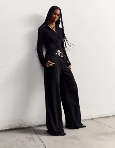 Bershka Wide-leg Jeans In Black