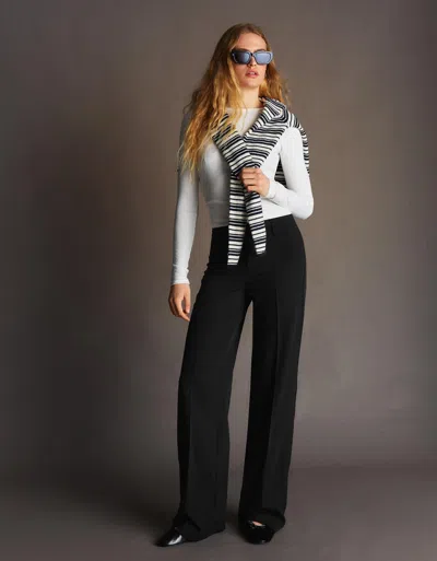 Bershka Wide-leg Pants In Black