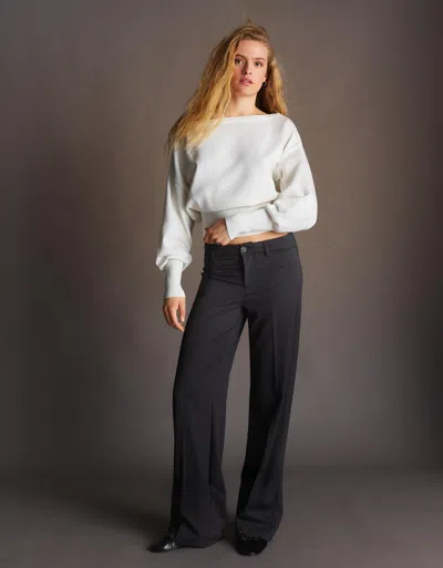 Bershka Wide-leg Pants In Black