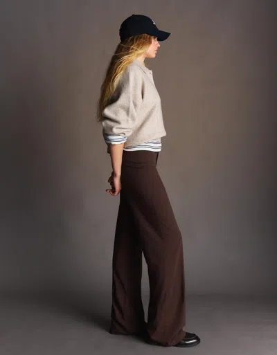 Bershka Wide-leg Pants In Brown