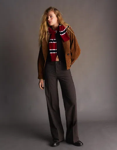 Bershka Wide-leg Pants In Brown