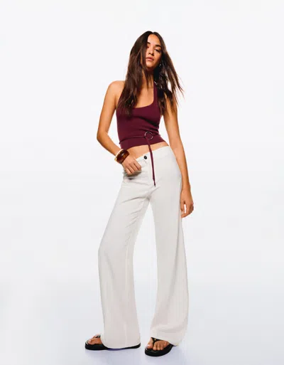 Bershka Wide-leg Pants In White