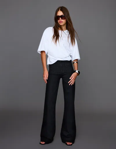 Bershka Wide-leg Seamless Pocket Jeans In Black