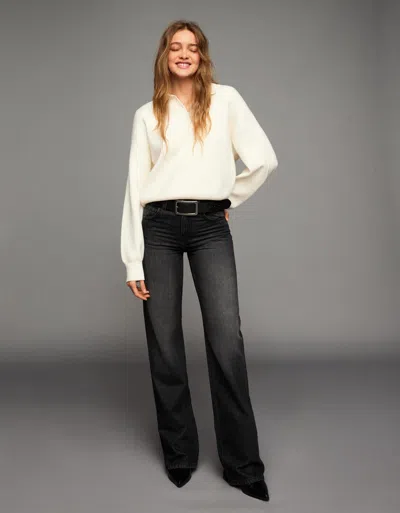 Bershka Wide-leg Straight Fit Jeans In Black