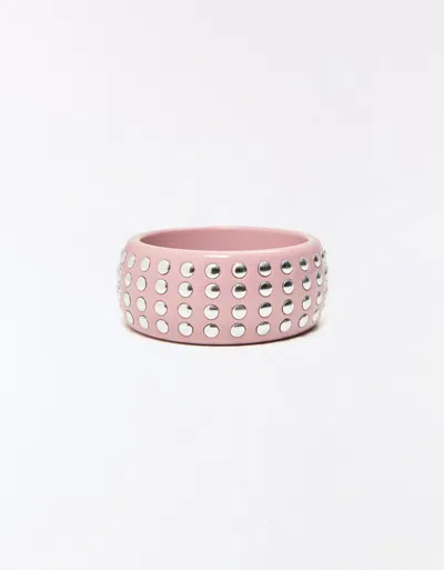 Bershka Wide Studded Bracelet In Pink