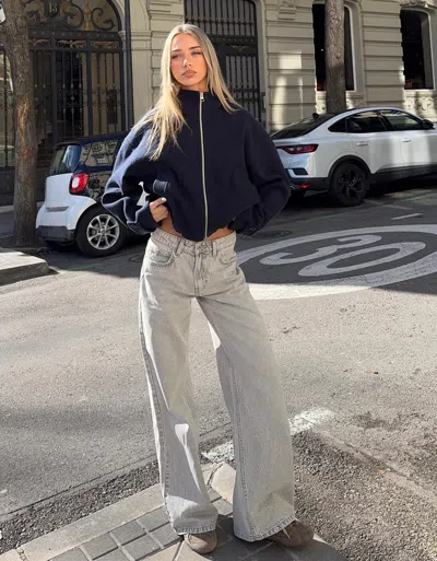 Bershka Wide-leg Jeans In Gray