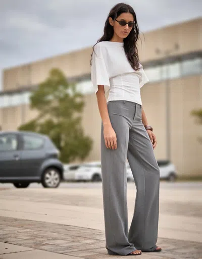 Bershka Wide-leg Trousers In Gray