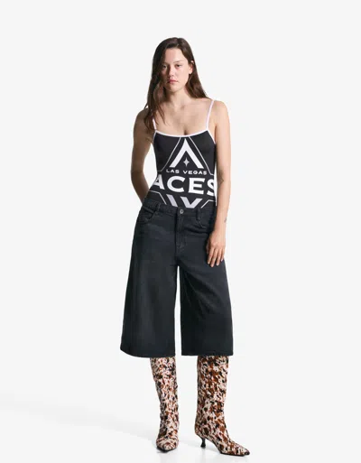 Bershka Wnba Bodysuit With Straps In Black