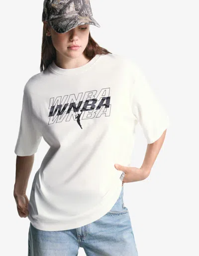 Bershka Wnba Short Sleeve T-shirt With Digital Filter In White