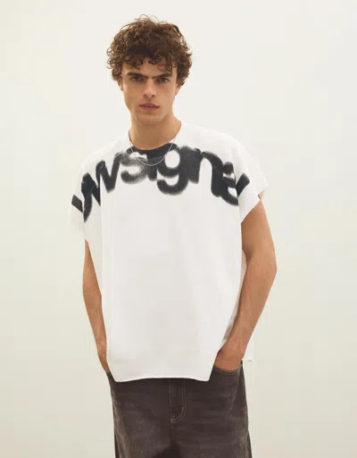 Bershka Worker Graphic T-shirt In White