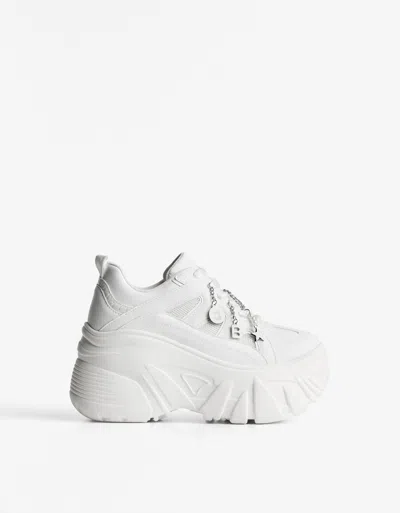 Bershka Xl Platform Sneakers With Charms In White