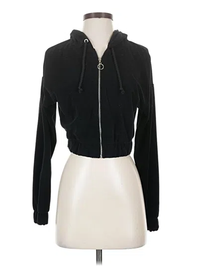 Pre-owned Bershka Zip Up Hoodie In Black