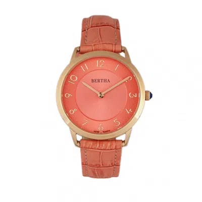 Bertha Abby Swiss Leather-band Watch In Orange