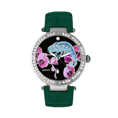 Bertha Camilla Mother-of-pearl Leather-band Watch In Teal