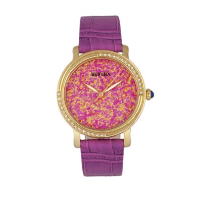 Bertha Courtneyopal Dial Leather-band Watch In Pink