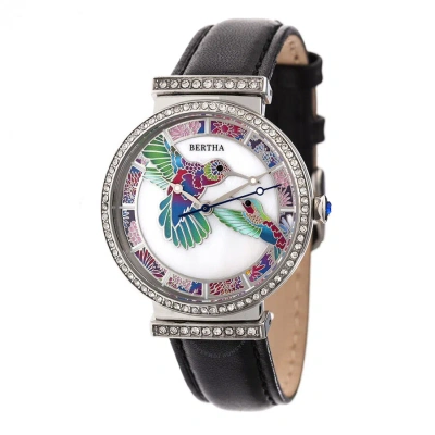 Bertha Emily Crystal Mother Of Pearl Dial Ladies Watch Br7804 In Black / Mop / Mother Of Pearl / Silver