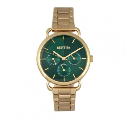 Bertha Gwen Green Dial Ladies Watch Br8302 In Gold Tone / Green