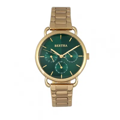 Bertha Gwen Leather-band Watch With Day & Date In Gold