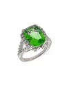 Bertha Juliet 18k Plated Cz Statement Ring In Green
